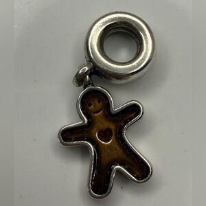 Pandora Retired Gingerbread Man Dangle Charm S925 ALE Holiday